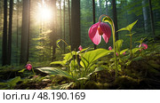 lady pink ladys slipper ai generated. Стоковое AI-изображение, AI-художник Vectorwin / Фотобанк Лори