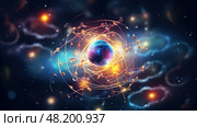 nucleus atom graphic ai generated. Стоковое AI-изображение, AI-художник Vectorwin / Фотобанк Лори