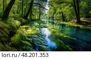 cyanobacteria blue green algae ai generated. Стоковое AI-изображение, AI-художник Vectorwin / Фотобанк Лори
