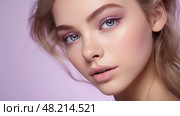 eyeliner makeup purple ai generated. Стоковое AI-изображение, AI-художник Vectorwin / Фотобанк Лори