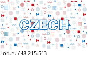 Abstract background geometric shapes and Czech country in Memphis style. Стоковая иллюстрация, иллюстратор Елена Смыкова / Фотобанк Лори