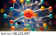 protons atom model ai generated. Стоковое AI-изображение, AI-художник Vectorwin / Фотобанк Лори