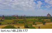 Panorama with Temples in Bagan, Myanmar, timelapse (2016 год). Стоковое видео, видеограф Михаил Коханчиков / Фотобанк Лори