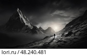 hiker starlight background ai generated. Стоковое AI-изображение, AI-художник Vectorwin / Фотобанк Лори
