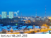 Улица Пермякова ночью. Город Тюмень (2018 год). Стоковое фото, фотограф Александр Тараканов / Фотобанк Лори