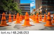 perimeter orange caution ai generated. Стоковое AI-изображение, AI-художник Vectorwin / Фотобанк Лори
