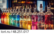 rum alcohol bottles ai generated. Стоковое AI-изображение, AI-художник Vectorwin / Фотобанк Лори