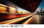 train fast light ai generated. Стоковое AI-изображение, AI-художник Vectorwin / Фотобанк Лори