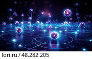 digital atom background ai generated. Стоковое AI-изображение, AI-художник Vectorwin / Фотобанк Лори
