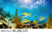 coral golden pompano ai generated. Стоковое AI-изображение, AI-художник Vectorwin / Фотобанк Лори