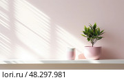 green white and pink with plant minimal. Стоковое AI-изображение, AI-художник Vectorwin / Фотобанк Лори