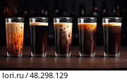 latte types of coffee drinks. Стоковое AI-изображение, AI-художник Vectorwin / Фотобанк Лори