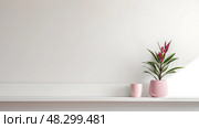 design white and pink with plant minimal. Стоковое AI-изображение, AI-художник Vectorwin / Фотобанк Лори