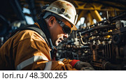 protective oil rig risk. Стоковое AI-изображение, AI-художник Vectorwin / Фотобанк Лори