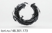 Circular Black Stroke: A ring of dark paint, oil, fluid for abstract backgrounds, art prints, or minimalist graphic resources. Стоковое AI-изображение, AI-художник Данила Большаков / Фотобанк Лори