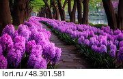 crocus purple spring flowers. Стоковое AI-изображение, AI-художник Vectorwin / Фотобанк Лори
