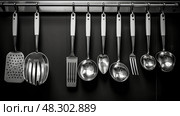 tongs kitchen utensils. Стоковое AI-изображение, AI-художник Vectorwin / Фотобанк Лори