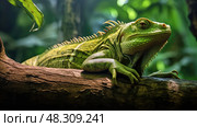lizard green basilisk ai generated. Стоковое AI-изображение, AI-художник Vectorwin / Фотобанк Лори