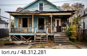 graffiti condemned house ai generated. Стоковое AI-изображение, AI-художник Vectorwin / Фотобанк Лори