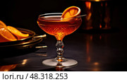 bitters manhattan cocktail orange ai generated. Стоковое AI-изображение, AI-художник Vectorwin / Фотобанк Лори