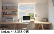 uncluttered professional home office ai generated. Стоковое AI-изображение, AI-художник Vectorwin / Фотобанк Лори