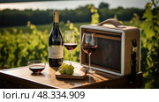 picnics wine box ai generated. Стоковое AI-изображение, AI-художник Vectorwin / Фотобанк Лори