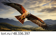 thermal red kite bird ai generated. Стоковое AI-изображение, AI-художник Vectorwin / Фотобанк Лори