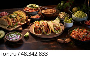 asada latin food table ai generated. Стоковое AI-изображение, AI-художник Vectorwin / Фотобанк Лори