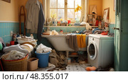 disarray cluttered house ai generated. Стоковое AI-изображение, AI-художник Vectorwin / Фотобанк Лори