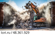 brick demolition wall ai generated. Стоковое AI-изображение, AI-художник Vectorwin / Фотобанк Лори