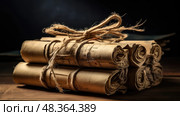 scrolls antiquity old book ai generated. Стоковое AI-изображение, AI-художник Vectorwin / Фотобанк Лори