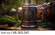rustic beer mug isolated ai generated. Стоковое AI-изображение, AI-художник Vectorwin / Фотобанк Лори