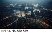 network city water lines ai generated. Стоковое AI-изображение, AI-художник Vectorwin / Фотобанк Лори