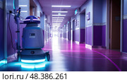navigation uv light in hospital ai generated. Стоковое AI-изображение, AI-художник Vectorwin / Фотобанк Лори