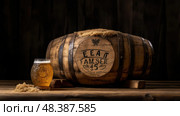 barrel yeast beer ai generated. Стоковое AI-изображение, AI-художник Vectorwin / Фотобанк Лори