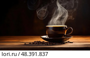 brew steaming coffee ai generated. Стоковое AI-изображение, AI-художник Vectorwin / Фотобанк Лори