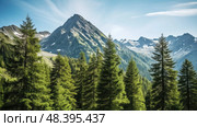 silhouette evergreen tree ai generated. Стоковое AI-изображение, AI-художник Vectorwin / Фотобанк Лори