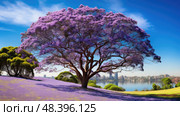 blossoms jacaranda tree ai generated. Стоковое AI-изображение, AI-художник Vectorwin / Фотобанк Лори