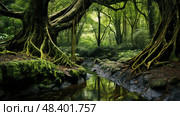 jungle rain forest trees ai generated. Стоковое AI-изображение, AI-художник Vectorwin / Фотобанк Лори