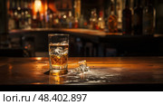 whiskey glass half empty ai generated. Стоковое AI-изображение, AI-художник Vectorwin / Фотобанк Лори