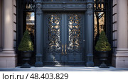 scrollwork metal doors ai generated. Стоковое AI-изображение, AI-художник Vectorwin / Фотобанк Лори