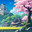 Peaceful rural landscape featuring ancient architecture, blooming sakura. Стоковое AI-изображение, AI-художник Андрей Ка / Фотобанк Лори