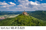 Hohenzollern Castle, Germany, it is located atop Mount Hohenzollern (2017 год). Стоковое фото, фотограф Андрей Армягов / Фотобанк Лори