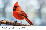 bird red cardinal ai generated. Стоковое AI-изображение, AI-художник Vectorwin / Фотобанк Лори