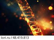 Ethereal beauty of a brightly lit ladder, standing out against a dark backdrop, evoking a sense of transcendence and adventure. Стоковое AI-изображение, AI-художник Данила Большаков / Фотобанк Лори