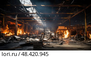 beams fire damage commercial ai generated. Стоковое AI-изображение, AI-художник Vectorwin / Фотобанк Лори