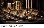 table black and gold christmas ai generated. Стоковое AI-изображение, AI-художник Vectorwin / Фотобанк Лори