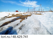 Время весенней распутицы в марте. Село Шорохово. Тюменская область (2019 год). Стоковое фото, фотограф Александр Тараканов / Фотобанк Лори