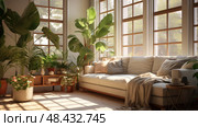 door plants in a room ai generated. Стоковое AI-изображение, AI-художник Vectorwin / Фотобанк Лори