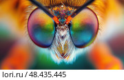 Detailed close-up of a vibrant dragonfly showcasing intricate eye. Стоковое AI-изображение, AI-художник Михаил Коханчиков / Фотобанк Лори